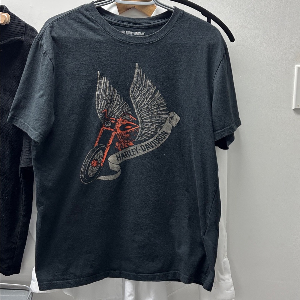 Harley-Davidson Black Tee with Red Motorcycle Graphic